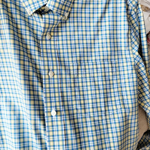 LL Beak Wrinkle Free Blue and Yellow Men's Button Up Dress Shirt Size S NWT - Picture 3 of 12
